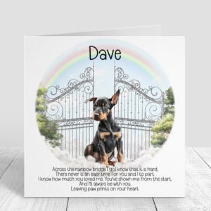 Dobermann Trauerkarte - Beileidskarte Regenbogenbrücke - Trauerkarte - Trauerkarte - Trauerkarte für Tierbesitzer