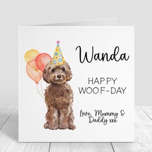 Tarjeta de cumpleaños personalizada para perro: Feliz cumpleaños con nombre y edad. Tarjeta de cumpleaños personalizada para mascotas. Regalo divertido para amantes de los perros. Tarjeta de fiesta para cachorros.