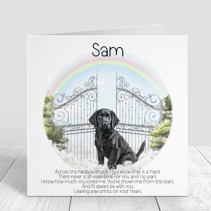 Biglietto di condoglianze personalizzato per la perdita del cane - Biglietto di condoglianze per il Retriever nero - Ricordo del Ponte dell'Arcobaleno - Biglietto commemorativo per cani - Regalo di lutto per il proprietario di un animale domestico