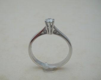 sterling silver ring of Mid Century style set in a size 7 Small diamond engagement ring Wedding anniversary 10518 with round solitaire
