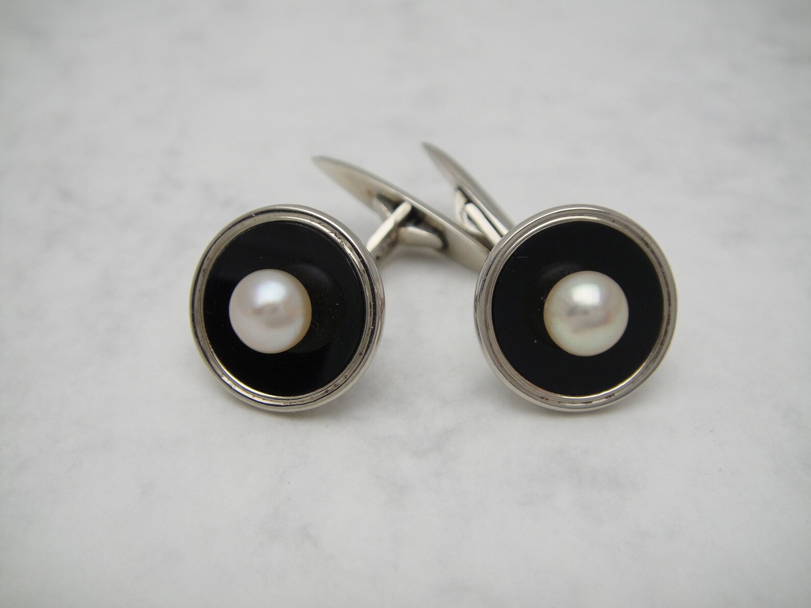 Boutons De Manchette Vintage En Or 14 Carats - Design Triple Bambou Texturé - Poids 10,2g - Occasion