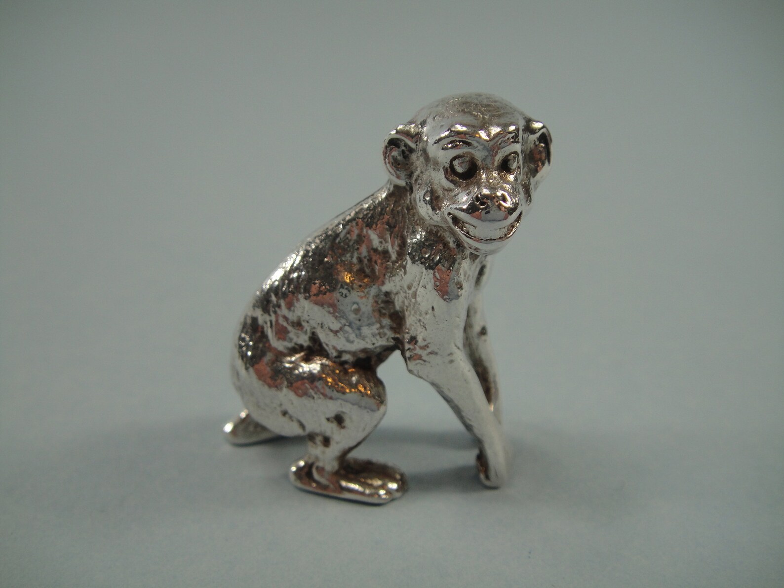 Vintage miniature silver monkey Etsy