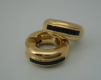 Vintage Ohrringe aus 18 kt Gelbgold mit Saphiren