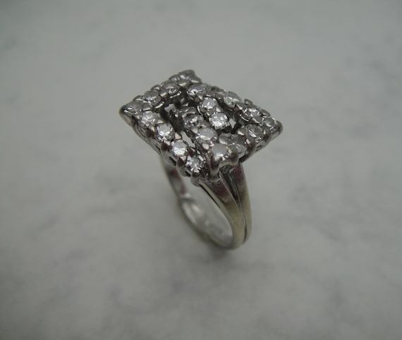 Cocktail ring 14kt white gold - image 1