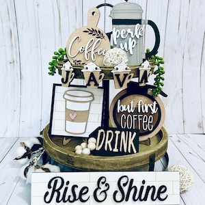 Arquivo SVG de bandeja em camadas para amantes de café a laser Craft Laser SVG de projeto de bandeja em camadas para festas de pintura DIY Projeto de bebedores Java de artesanato de café