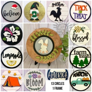 Seasonal Sign Interchangeable Decor Farmhouse Sign Changeable Inserts SVG Download for Lasers Glowforge SVG File Holiday Sign