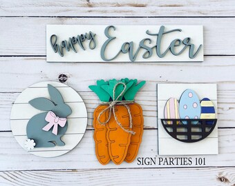 Easter SVG file for Laser Interchangeable Decor for Easter Farmhouse File for Laser Bunny Craft Project Inserts