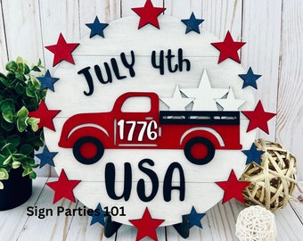 USA SVG File 4th of July Sign File Digital Craft Project Home Paint Parties svg for Laser Fourth of July DIY Kit Craft America Red White