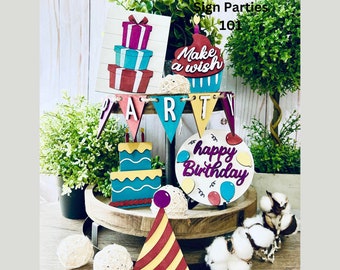 Feliz cumpleaños fiesta niveles bandeja láser corte archivo para láser fiesta SVG Glowforge láser archivo Digital Bday celebrar signo DIY Craft