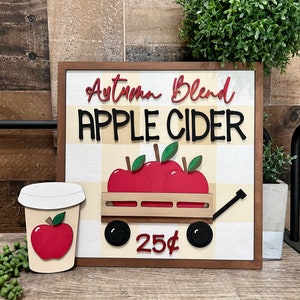 Apple Cider SVG File Fall Sign File Digital Download Craft Project for Fall Paint Parties SVG for Laser Apple DIY Kit Craft Harvest