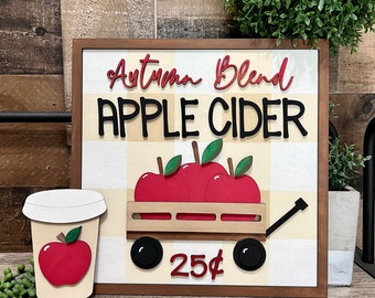 Apple Cider SVG File Fall Sign File Digital Download Craft Project for Fall Paint Parties SVG for Laser Apple DIY Kit Craft Harvest