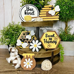 Honey Bee Tiered Tray Laser Cut File for Laser Summer Bee Tiered Tray Decor SVG Glowforge Laser Digital File DIY Craft