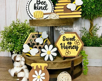 Honey Bee Tiered Tray Laser Cut File for Laser Summer Bee Tiered Tray Decor SVG Glowforge Laser Digital File DIY Craft