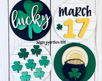 Interchangeable SVG file for Decor Inserts Seasonal SVG Bundle for Laser Door Hanger Sign SVG Digital File Lucky St Patrick's Day svg
