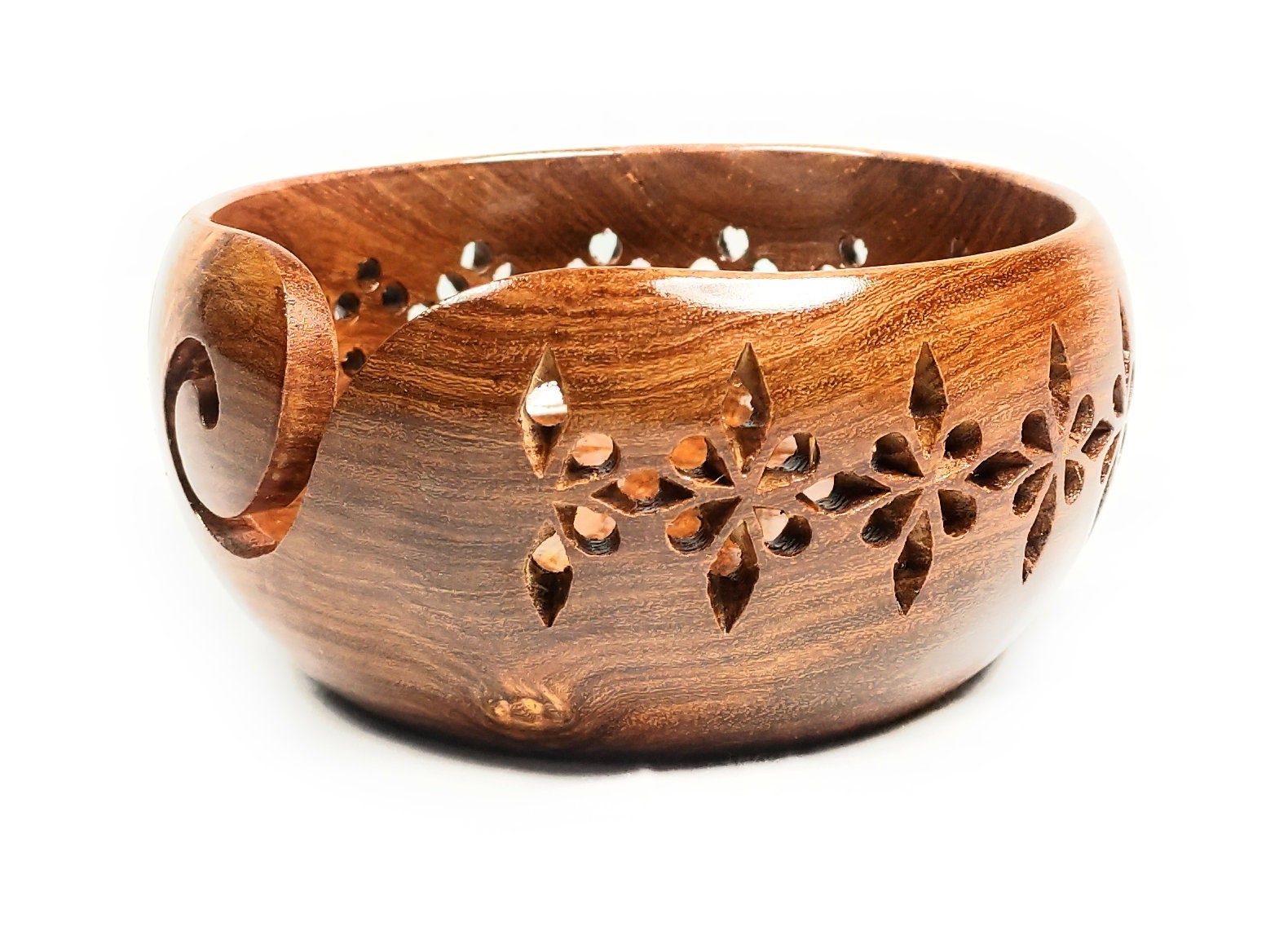 Sewing & Fiber PrimeArt Creations Teak Wood Yarn Storage Bowl with
