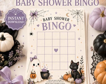 A Little Boo Is Almost Due Baby Bingo, Printable Halloween Baby Shower Game, Instant Download