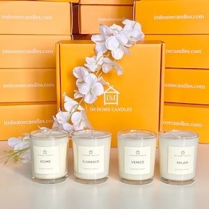 Italy Scented Candle Set: Rome, Florence, Venice, Milan - Soy Wax Blend