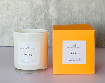 Paris Scented Candle: Rose & Lily of the Valley, 10 oz Soy Wax