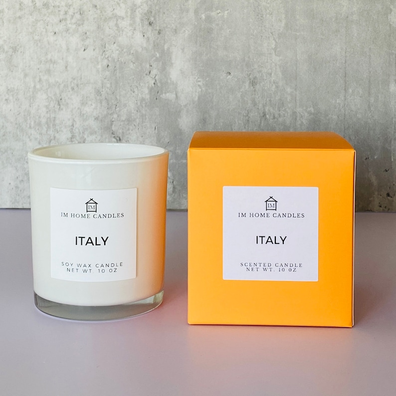 ITALY Scented Candle Tomato Leaf Basil Lemon 10 oz Candle White Jar Citrusy image 3