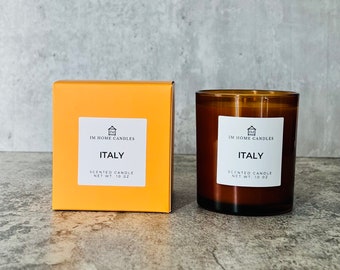 ITALY Scented Candle | Tomato Leaf | Basil | Lemon | 10 oz Candle | White Jar | Citrusy