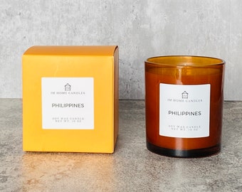Philippines Sampaguita Soy Wax Candle: Floral Scented, Handmade 10 oz