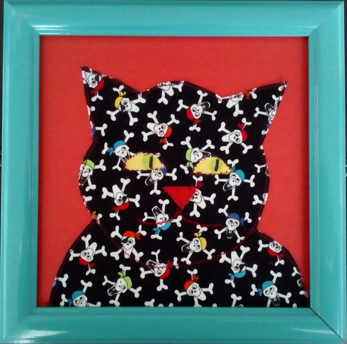 Handmade fabric cat pictures/art with cats/wall Etsy