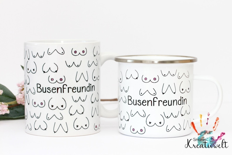 Busenfreundin Tasse in Emaille, Keramik oder Porzellan, Geschenk für beste Freundin BFF image 1