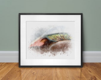 Glaucoma art print depicting closed angle in the eye. Watercolor style glaucoma specialist wall decor and gift - 077