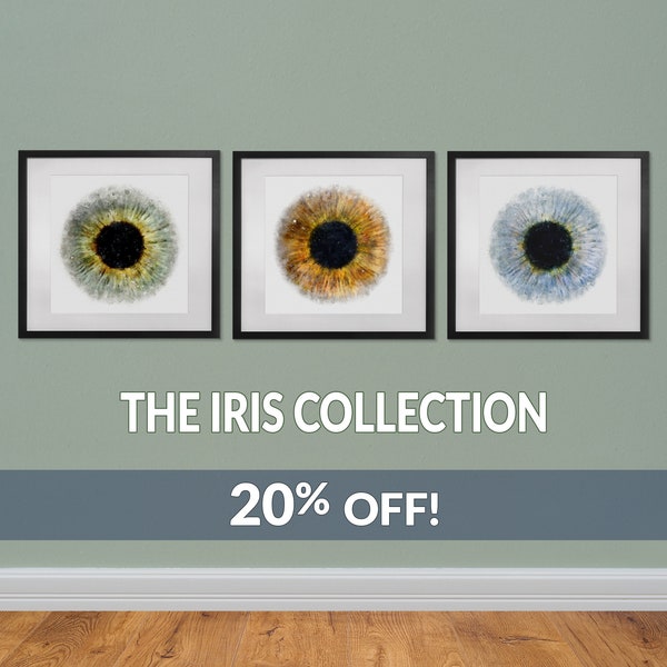 Iris art prints collection. Eye doctor gifts. Get all 3 of these popular art prints for 20% off usual prices. Discounted price shown -- 103a