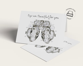 Eye Doctor Thank You Card - Printable Eye Doctor Appreciation with Phoropter Art - Digital Download for Optometrist Gift