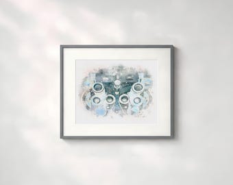 Phoropter eye exam art, optometry office décor watercolor style eye doctor waiting room wall art and optometrist gift - 178