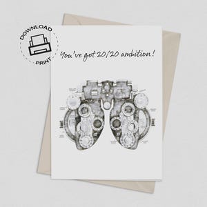 Carte de remise des diplômes en optométrie - félicitations d'ophtalmologiste imprimable - téléchargement numérique pour les nouveaux ophtalmologistes et ophtalmologistes