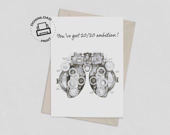 Optometry School Graduation Card - Printable Eye Doctor Congrats - Digital Download for New Ophthalmologist and Eye Doctors