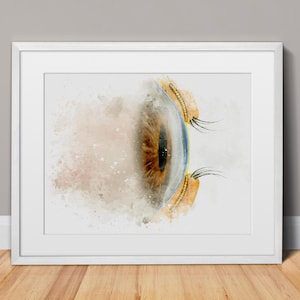 Eye anatomy art print, Eyelid cross-section watercolor style eyeball and meibomian anatomy wall art, optometry gift - 233