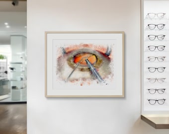 Cataract Surgery Watercolor Art Print | Ophthalmologist Gift for Eye Surgeon | Ophthalmology Office Wall Decor - 160