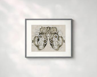 Phoropter Art Print | Optometry Clinic Decor, Optometrist Gift - 1078