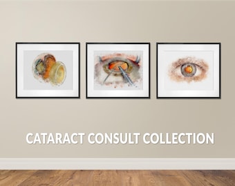 Cataract consult room decor se art prints shipped together, hand-signed giclée set of three - 10D