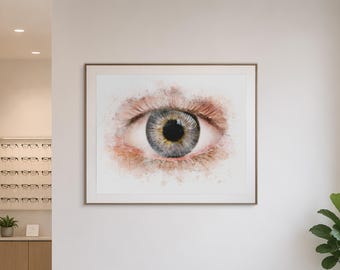 Watercolor style eye art print for optometry decor and eye doctor gift - 069