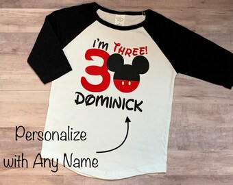 Mickey Mouse Birthday Shirt, Mickey Mouse Birthday Shirt for three year old, 3rd Birthday Shirt for Boy, Custom Mickey Mouse Birthday Shirt