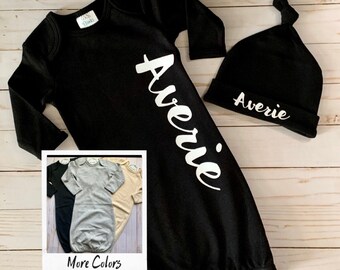personalized baby gowns and hats