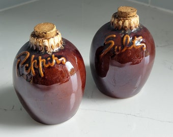 ヴィンテージ ブラウン ドリップ グレーズ ソルト&ペッパー シェーカー