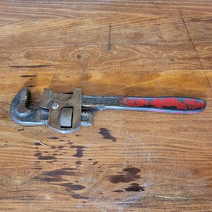 Vintage Drop Forged Steel Dunlap 14 Inch Plumber&#39;s Adjustable Pipe Wrench by Dunlap Germany