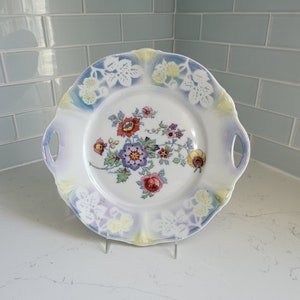 vintage Eleanor Bavaria Porcelaine Porcelaine Chine Assiette avec Motif de Fleurs et Poignées
