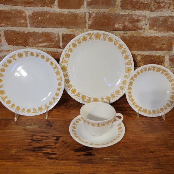 Vintage Corelle Livingware by Corning Butterfly Gold Dinner/Salad/Bread Plates, Bowls, Tea/Coffee Cups w/Saucers BUILD YOUR SET/Replacements