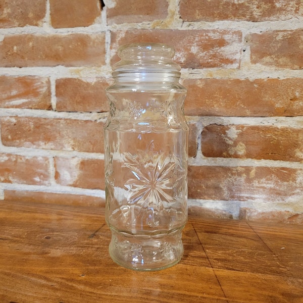 Vintage Planter's Peanuts Glass Canister with Lid 1980s Retro Kitchen Storage