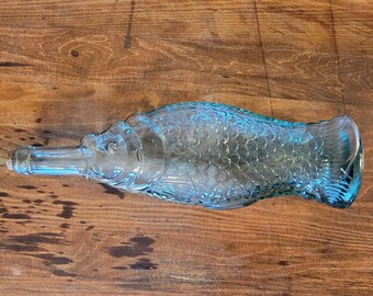 Murano Style Vintage Multi-Colored Blown Glass Decanter Fish Swirl Glass Decanter Soviet Decanter Fish Vintage Soviet Glass Figurine Fish