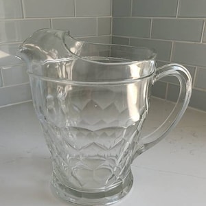 Vintage Lemonade or Iced Tea Pitcher with Honeycomb Motif
