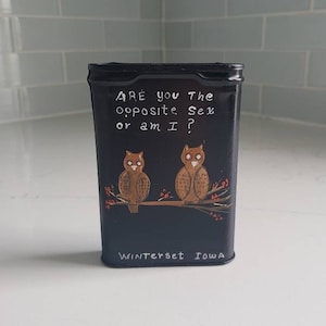 Custom Hand Painted &quot;Prince Albert&quot; Tobacco Tin - Two Wondering Owls