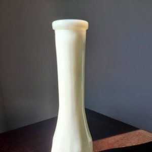 Vintage MCM Mid-Century E.O. Brody Milk Glass White Bud Vase - Geometric Shapes Pattern, #M-147