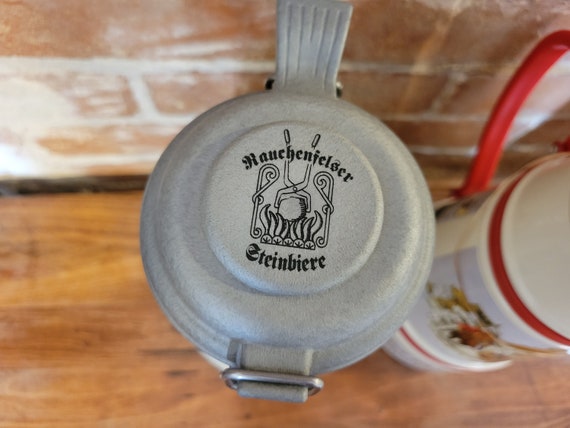 Vintage Rauchenfelser Steinbier 2 Liter Beer Steins With Latch-top